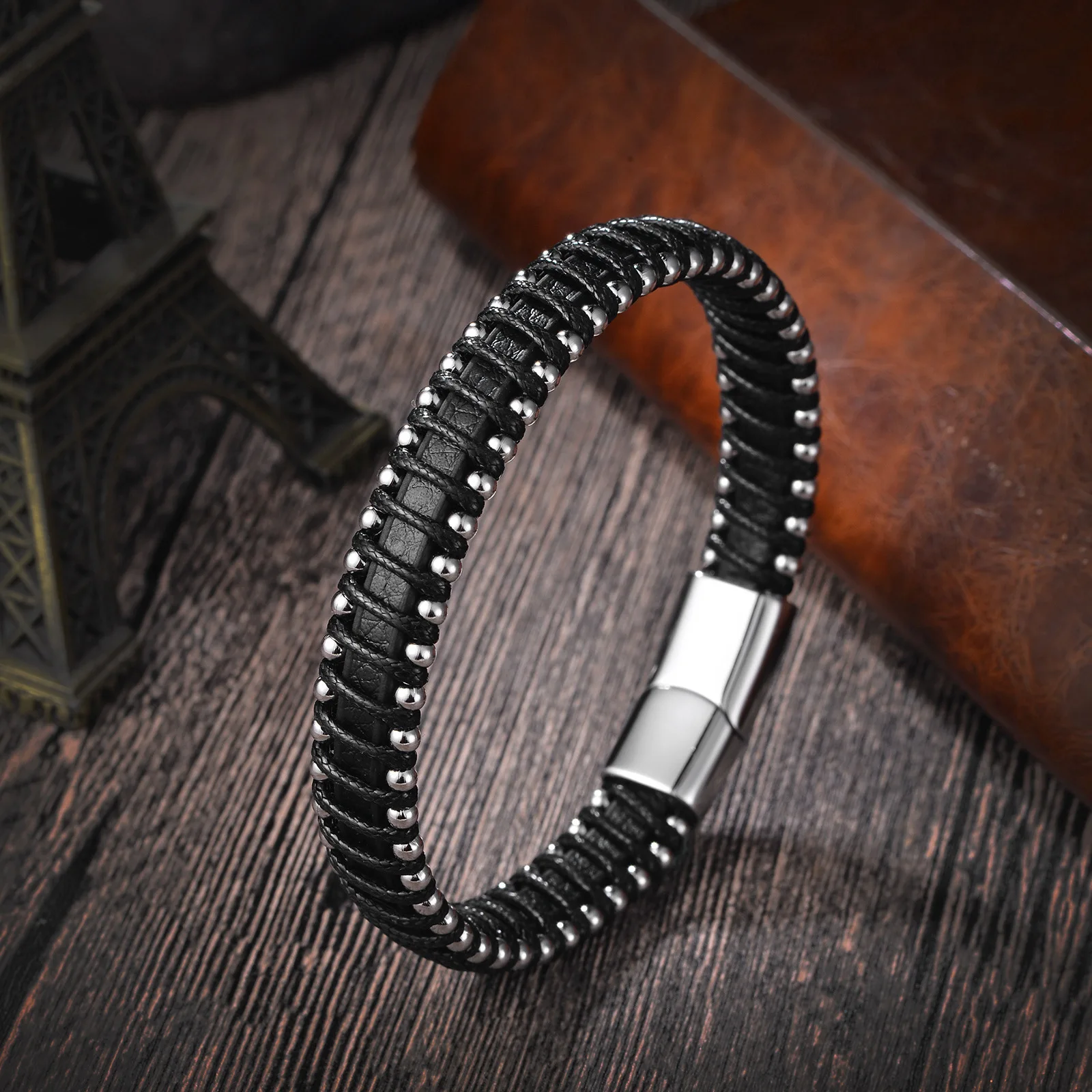 Bracelet Tresse de Garde — Noir et Acier – Image 2