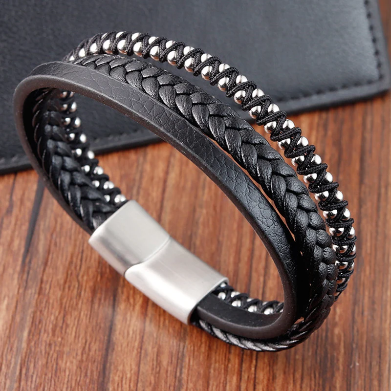 Bracelet Sentinelle Multi-Rangs — Noir – Image 2