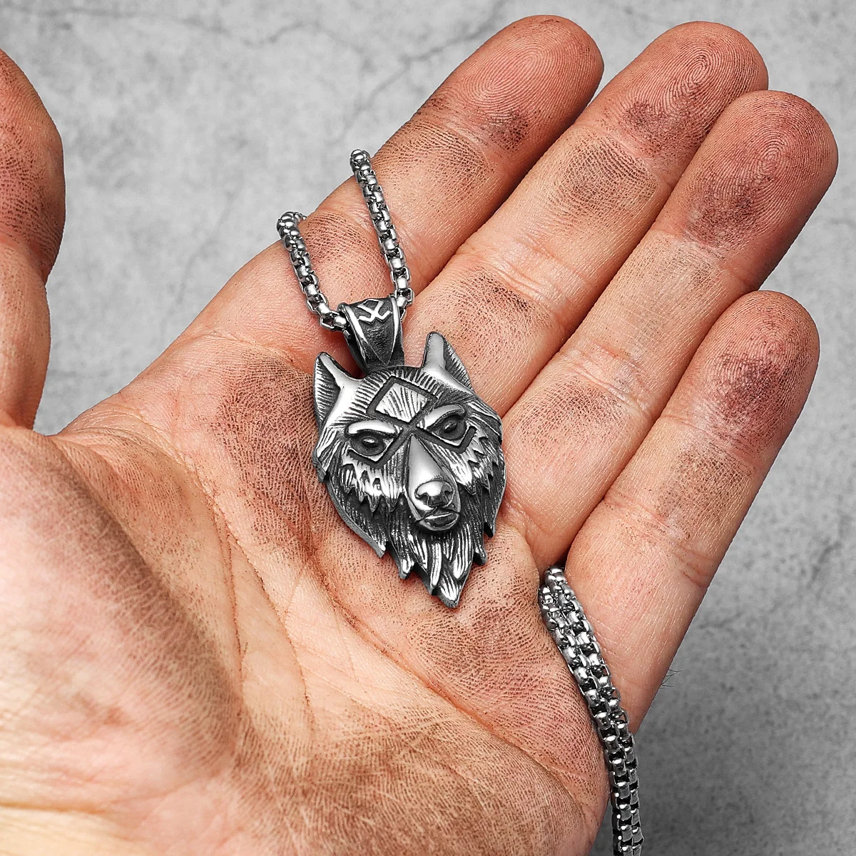 Pendentif Tête de Loup - Acier – Image 2