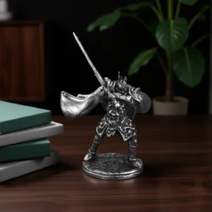 Statuette Chevalier à la Lance - Argent Vieilli