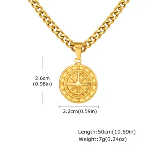 Pendentif Boussole du Nord - Or