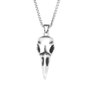 Pendentif Crâne du Corbeau — Acier