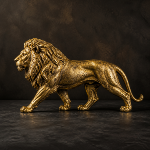 Lion Souverain - Sculpture Dorée