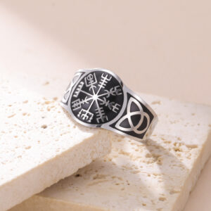 Bague Vegvisir Ajustable Acier